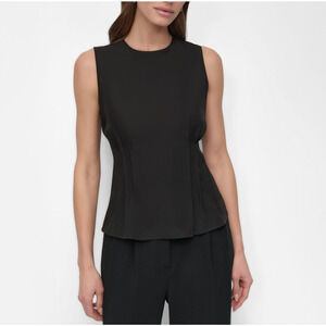 DKNY Women's Sleeveless Peplum Blouse Black Size M 1868